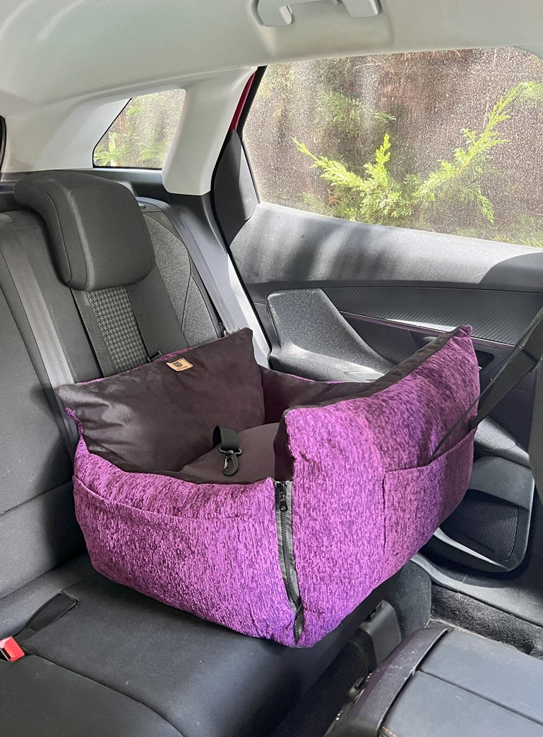 Bolso Transportador 2 en 1 para mascotas Modelo Morado/negro con cierres frontales