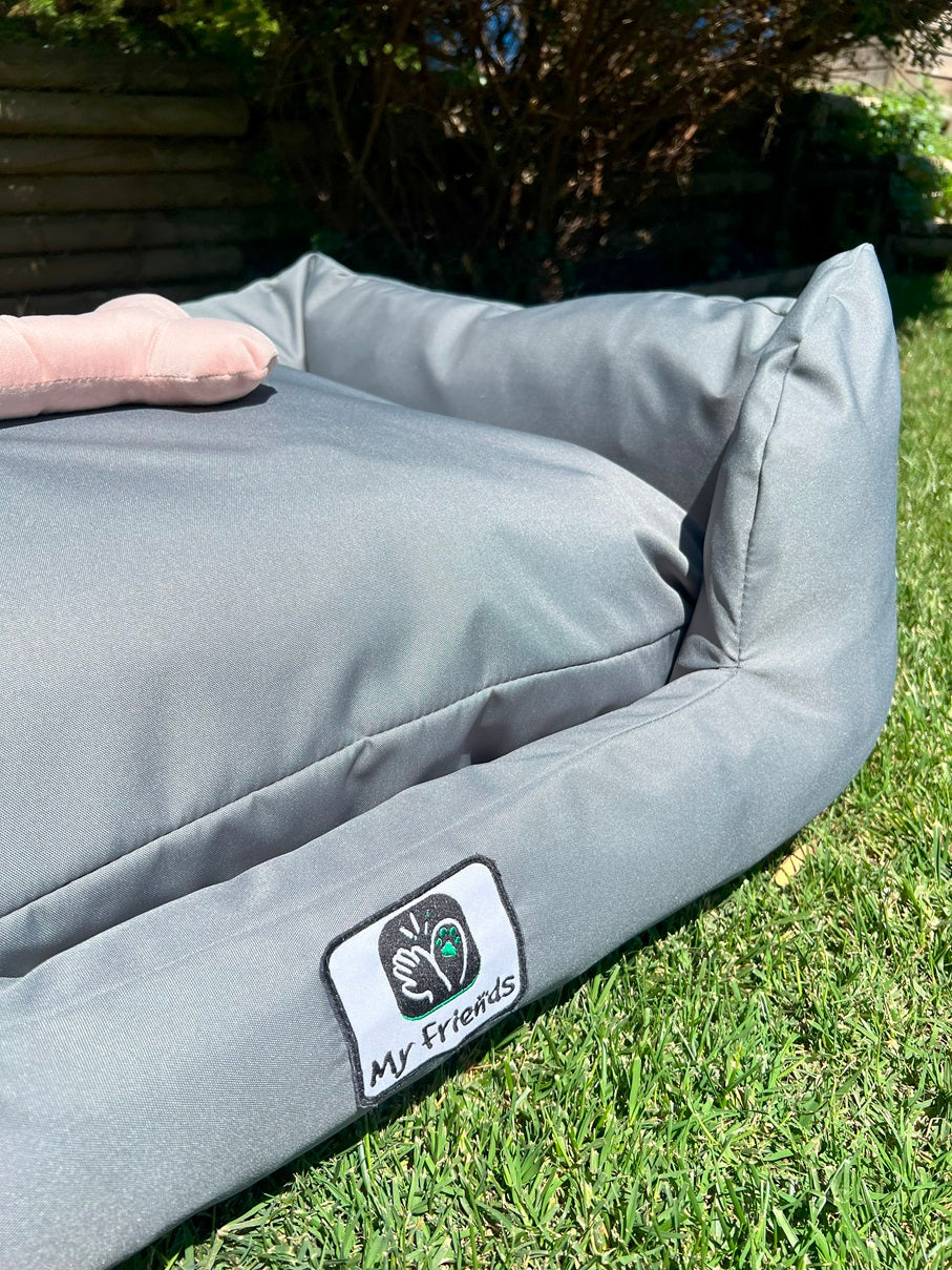 Cama de mascota gris impermeable totalmente desmontable