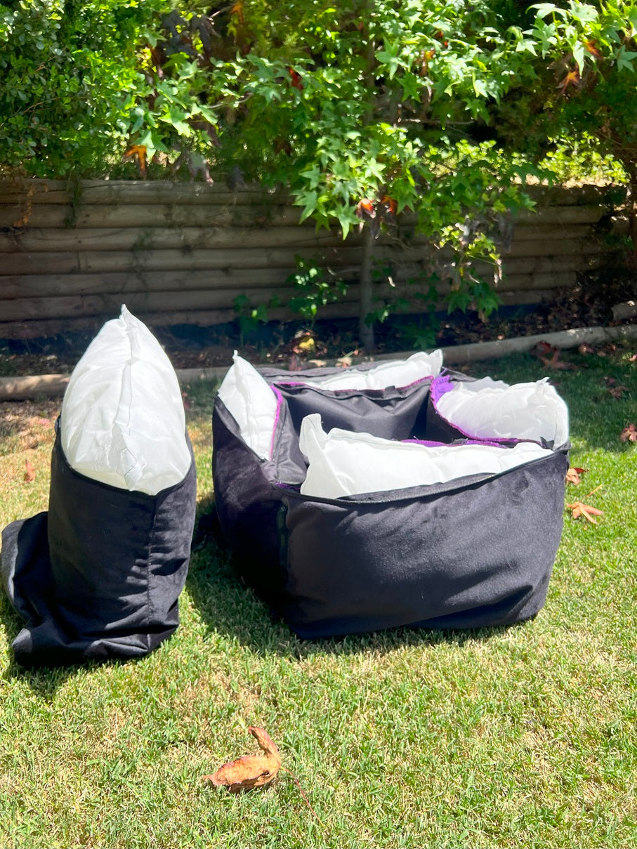 Bolso Transportador 2 en 1 para mascotas Modelo Morado/negro con cierres frontales