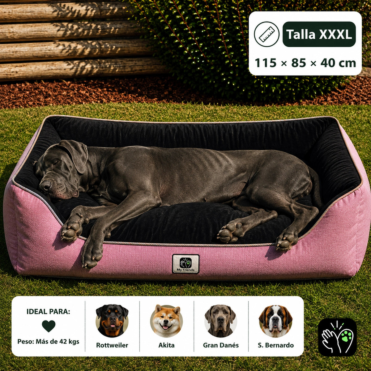 Cama de mascota diseño "Rosado/negro"