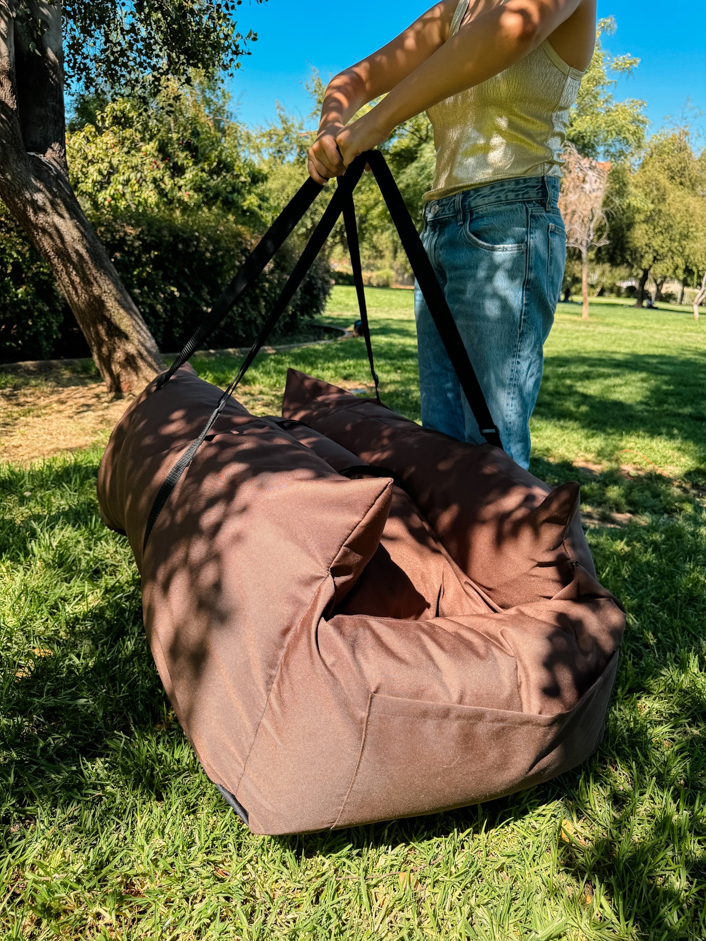 Bolso y cama de mascota para la maleta del vehículo color café impermeable
