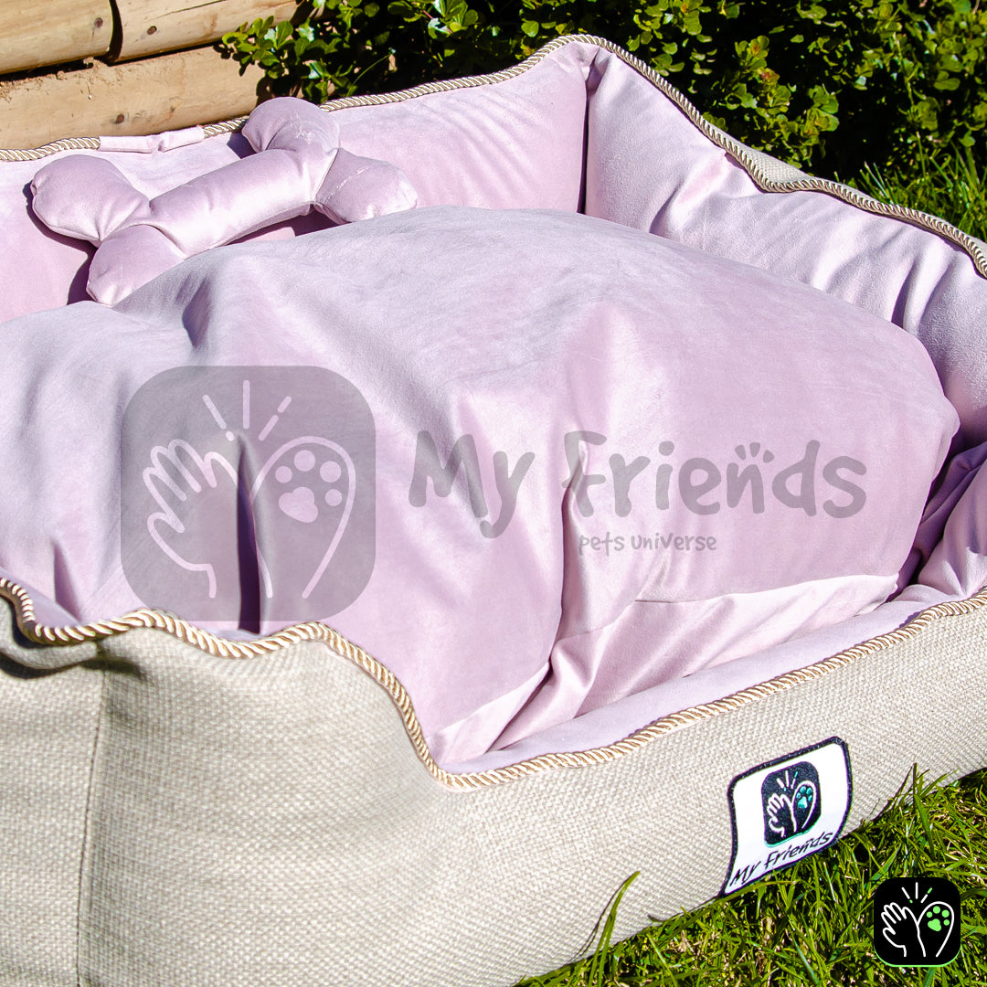 Cama de mascota diseño "Beige/rosada"