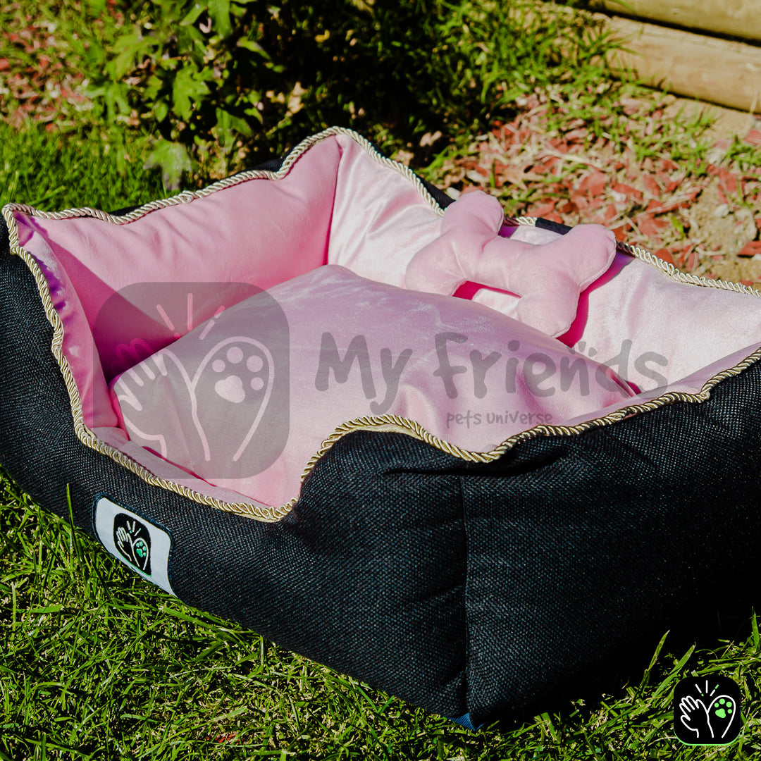 Cama de mascota diseño "Negro/rosado"