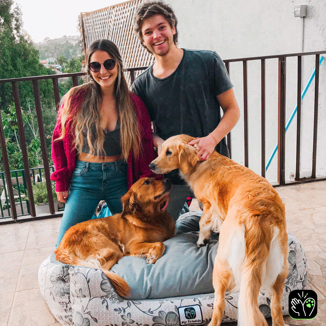 Cama de mascota diseño "Flores gris"