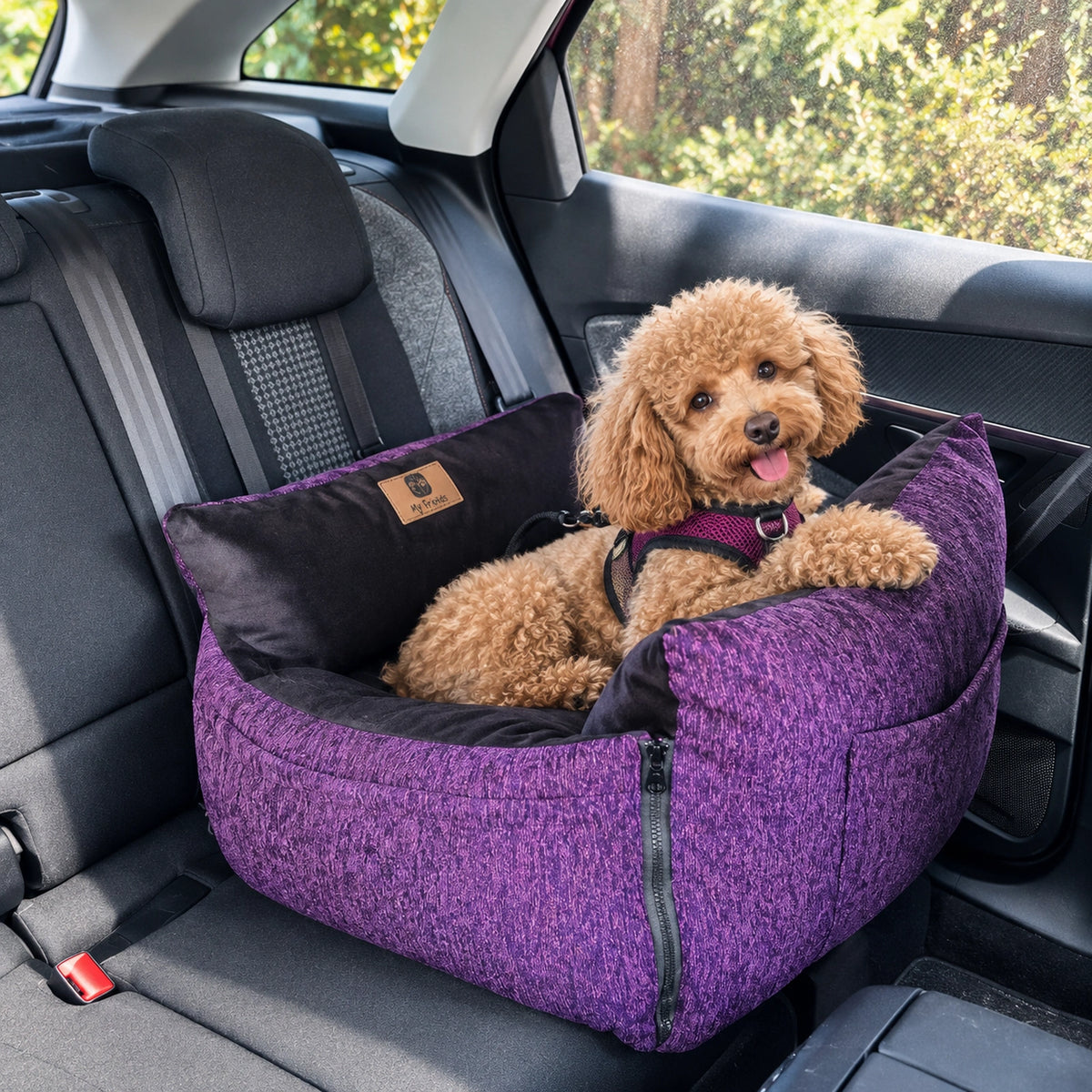 Bolso Transportador 2 en 1 para mascotas Modelo Morado/negro con cierres frontales