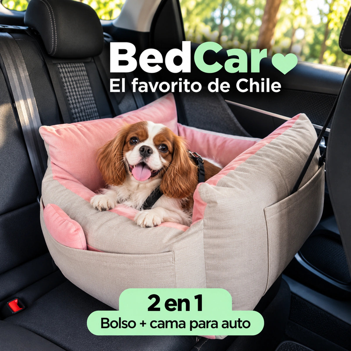 Bolso Transportador 2 en 1 para mascotas Modelo Beige/Rosado
