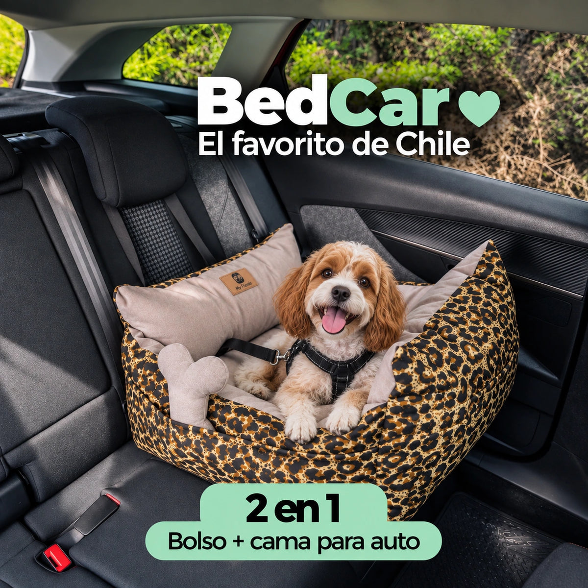 Bolso Transportador 2 en 1 para mascotas Modelo Animal Print/Beige
