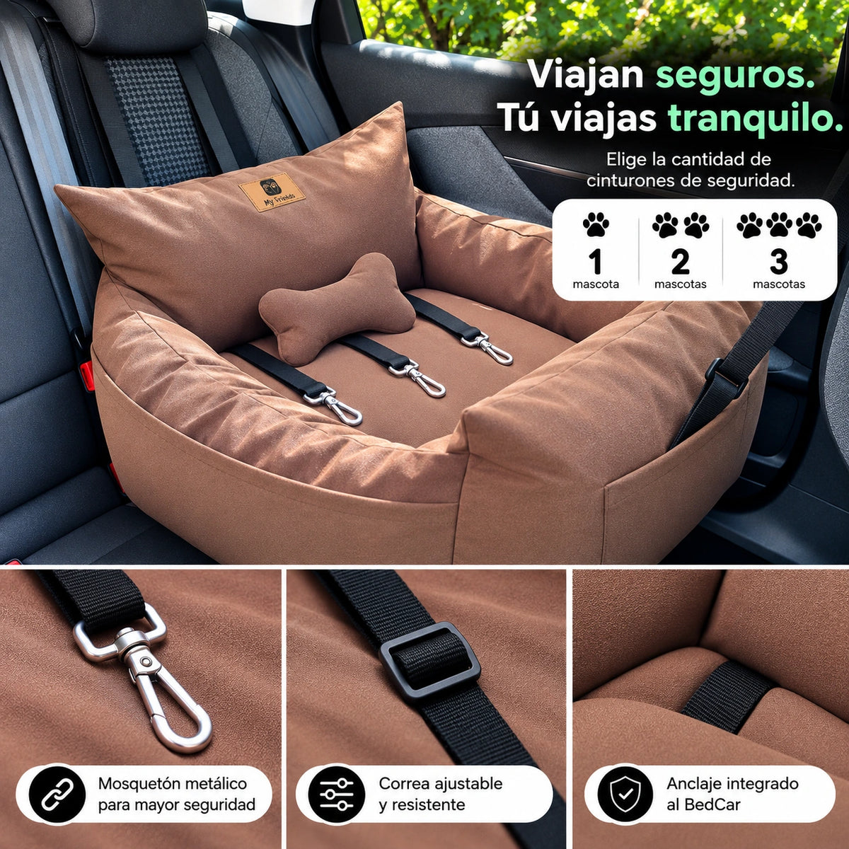 Bolso Transportador 2 en 1 para mascotas Modelo café impermeable