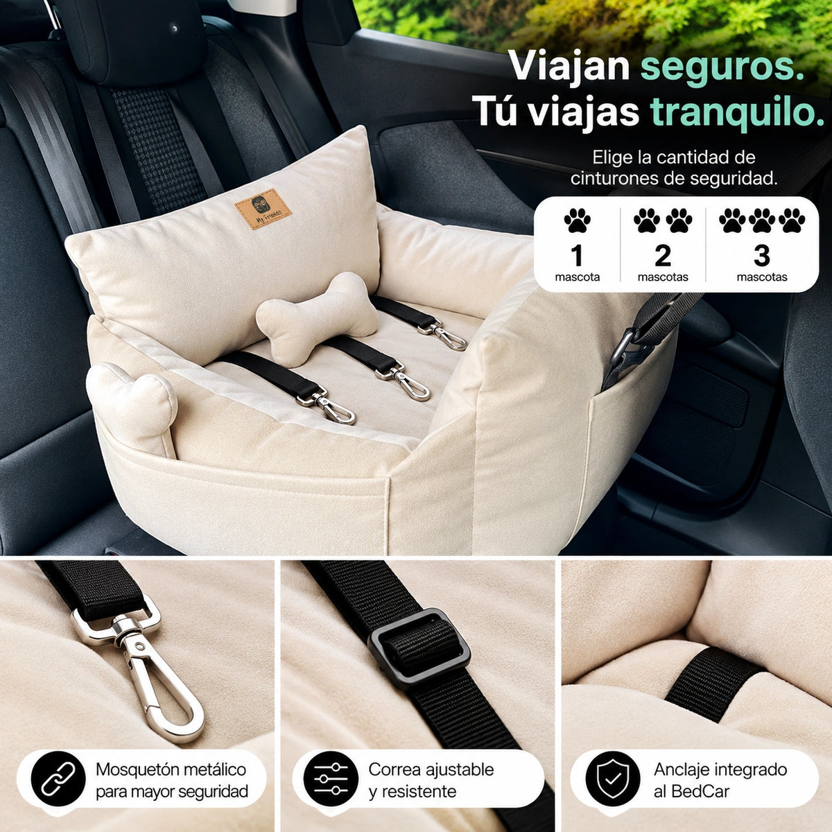 Bolso Transportador 2 en 1 para mascotas Modelo Beige