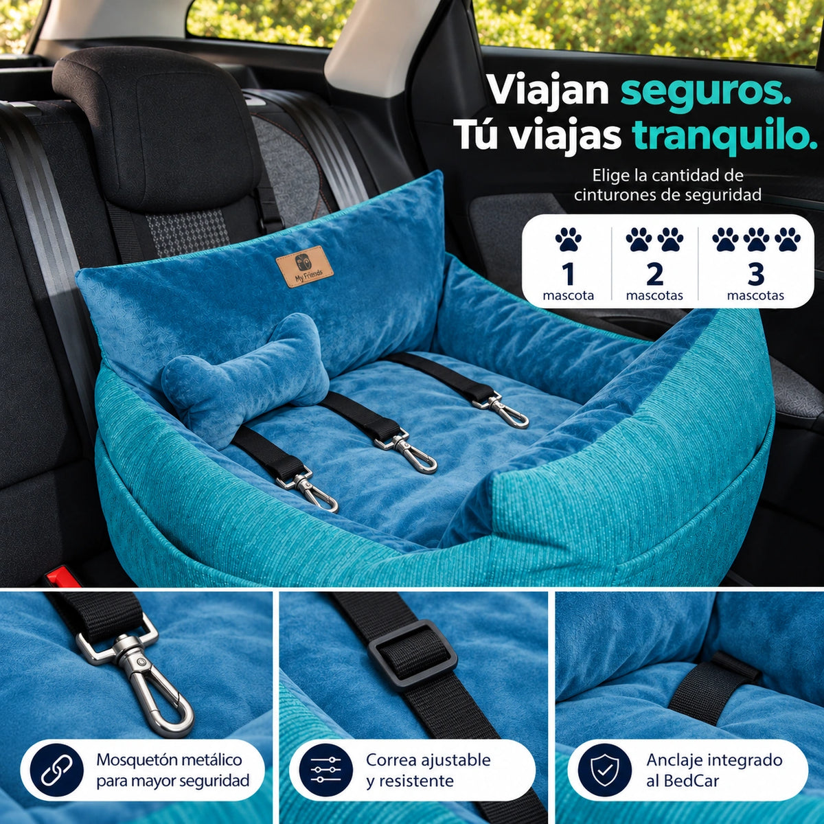 Bolso Transportador 2 en 1 para mascotas Modelo Turquesa