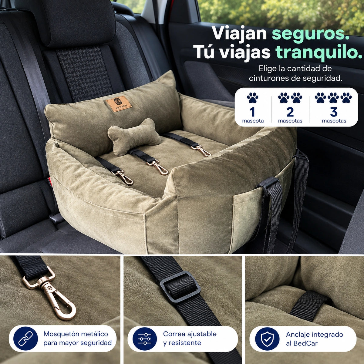 Bolso Transportador 2 en 1 para mascotas Modelo Verde Musgo