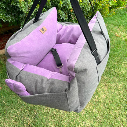 Bolso Transportador 2 en 1 para mascotas Modelo Gris Lila