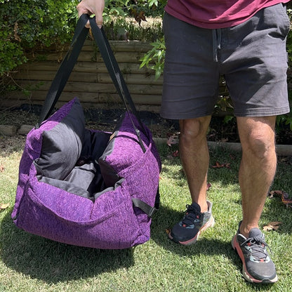 Bolso Transportador 2 en 1 para mascotas Modelo Morado/negro con cierres frontales