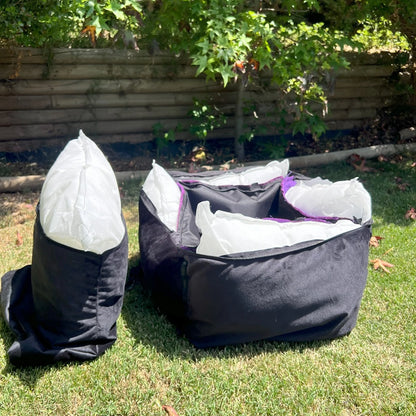 Bolso Transportador 2 en 1 para mascotas Modelo Morado/negro con cierres frontales