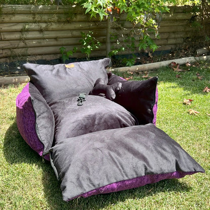 Bolso Transportador 2 en 1 para mascotas Modelo Morado/negro con cierres frontales