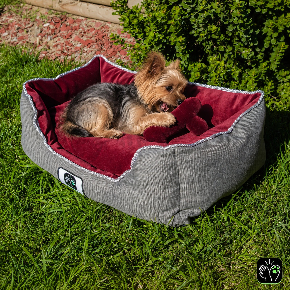 Cama de mascota diseño "Gris/burdeo"