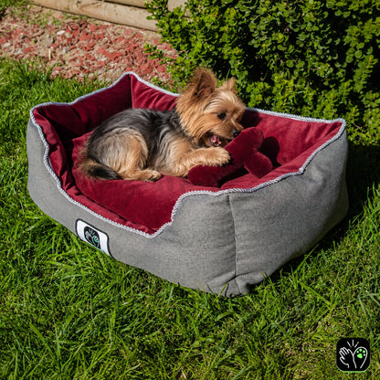 Cama de mascota diseño "Gris/burdeo"