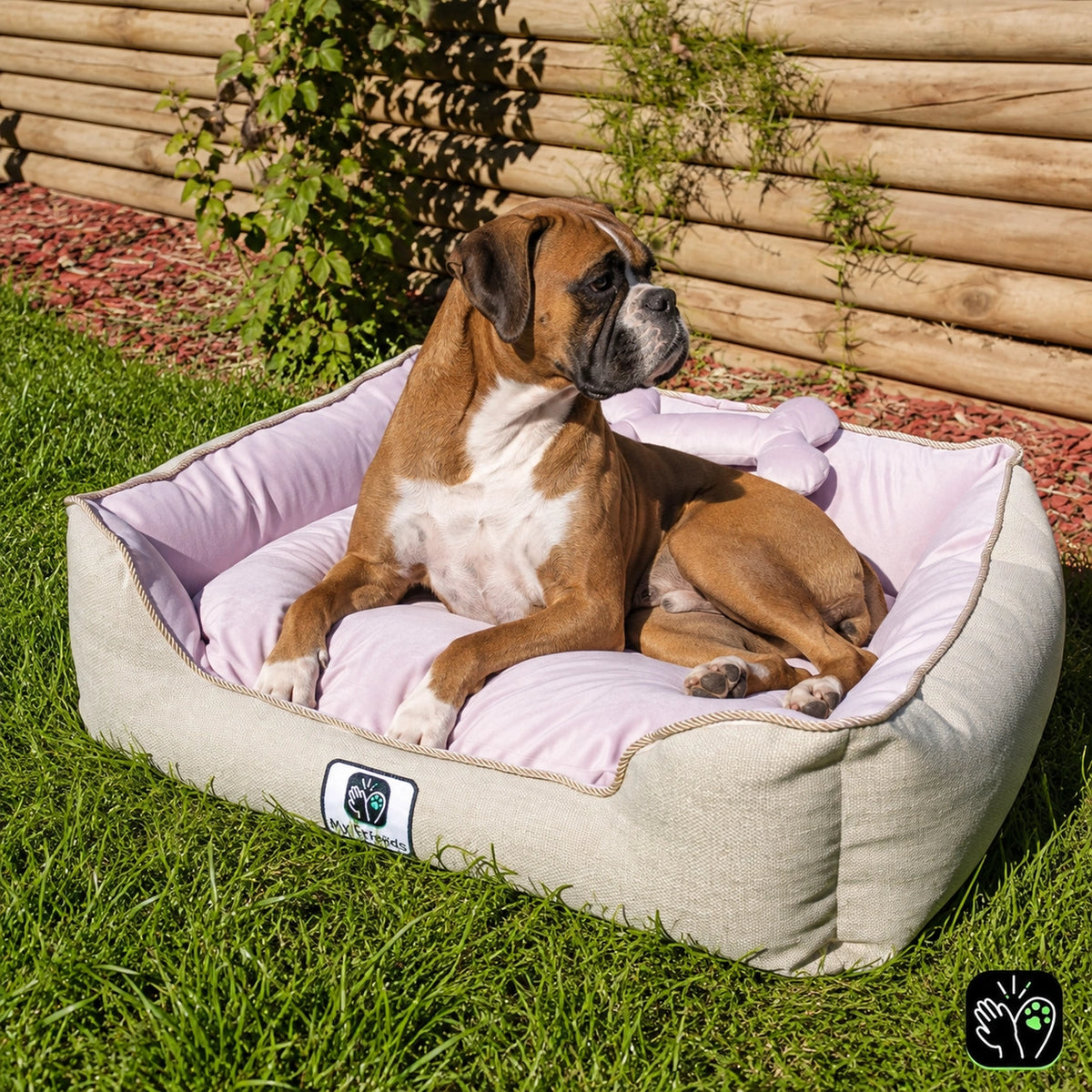 Cama de mascota diseño "Beige/rosada"