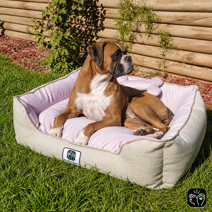 Cama de mascota diseño "Beige/rosada"