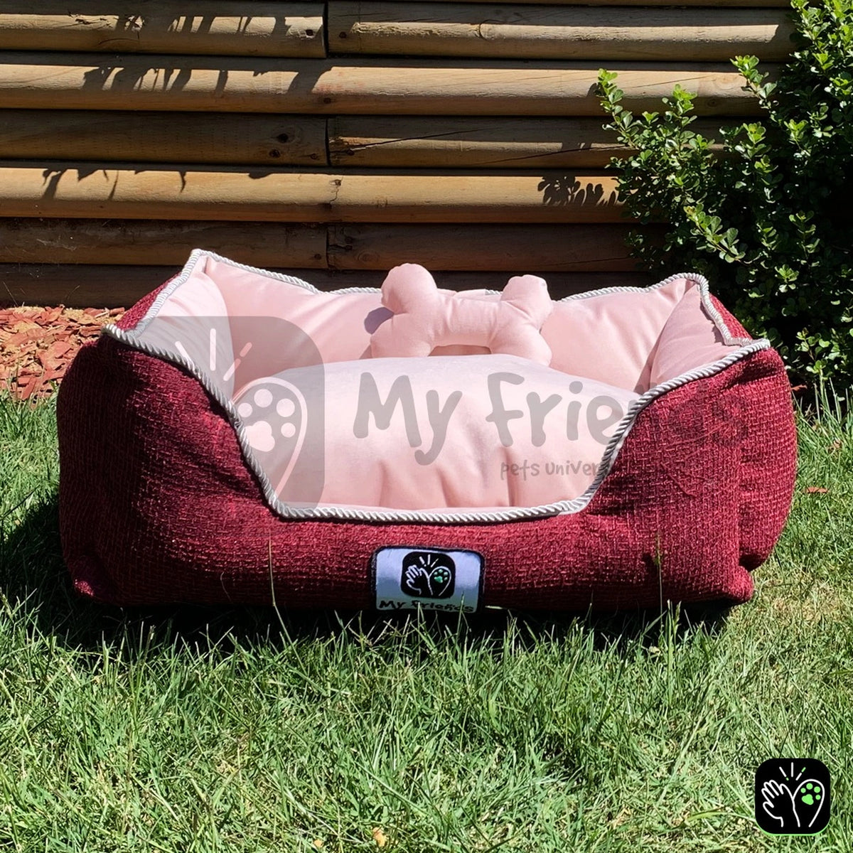 Cama de mascota diseño "Burdeo/rosado"