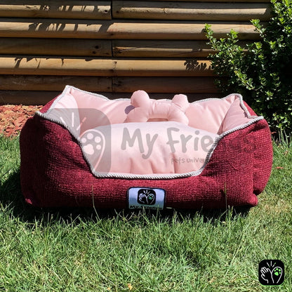 Cama de mascota diseño "Burdeo/rosado"