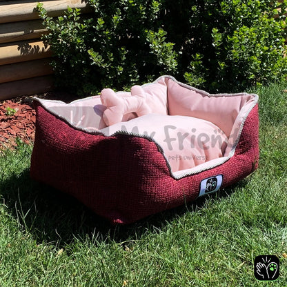 Cama de mascota diseño "Burdeo/rosado"