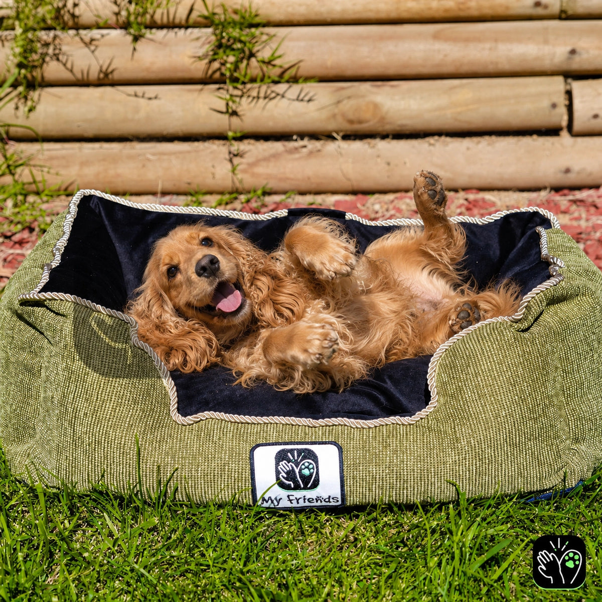 Cama de mascota diseño "Verde olivo/negro"