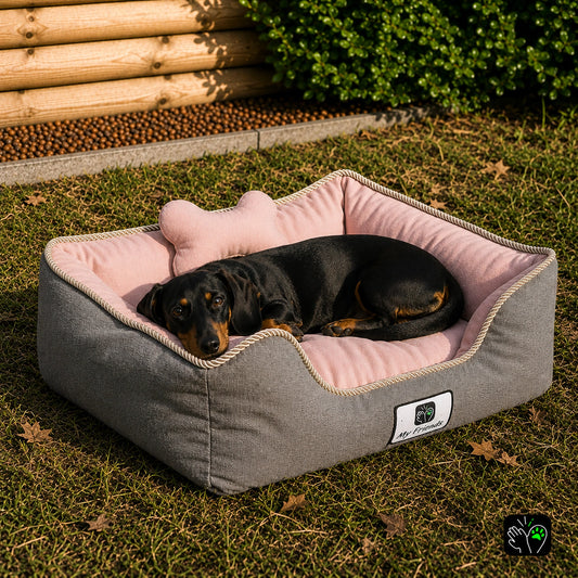 Cama de mascota diseño "Gris/rosado"