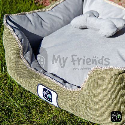 Cama de mascota diseño "Verde olivo/gris"