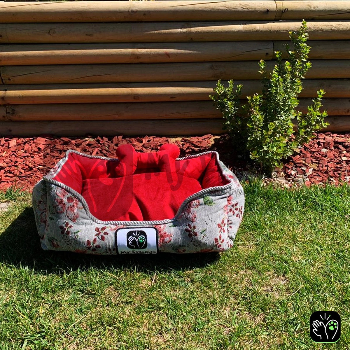 Cama de mascota diseño "Flores rosas/rojas"