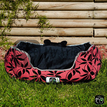 Cama de mascota diseño "Flores negro/negro"