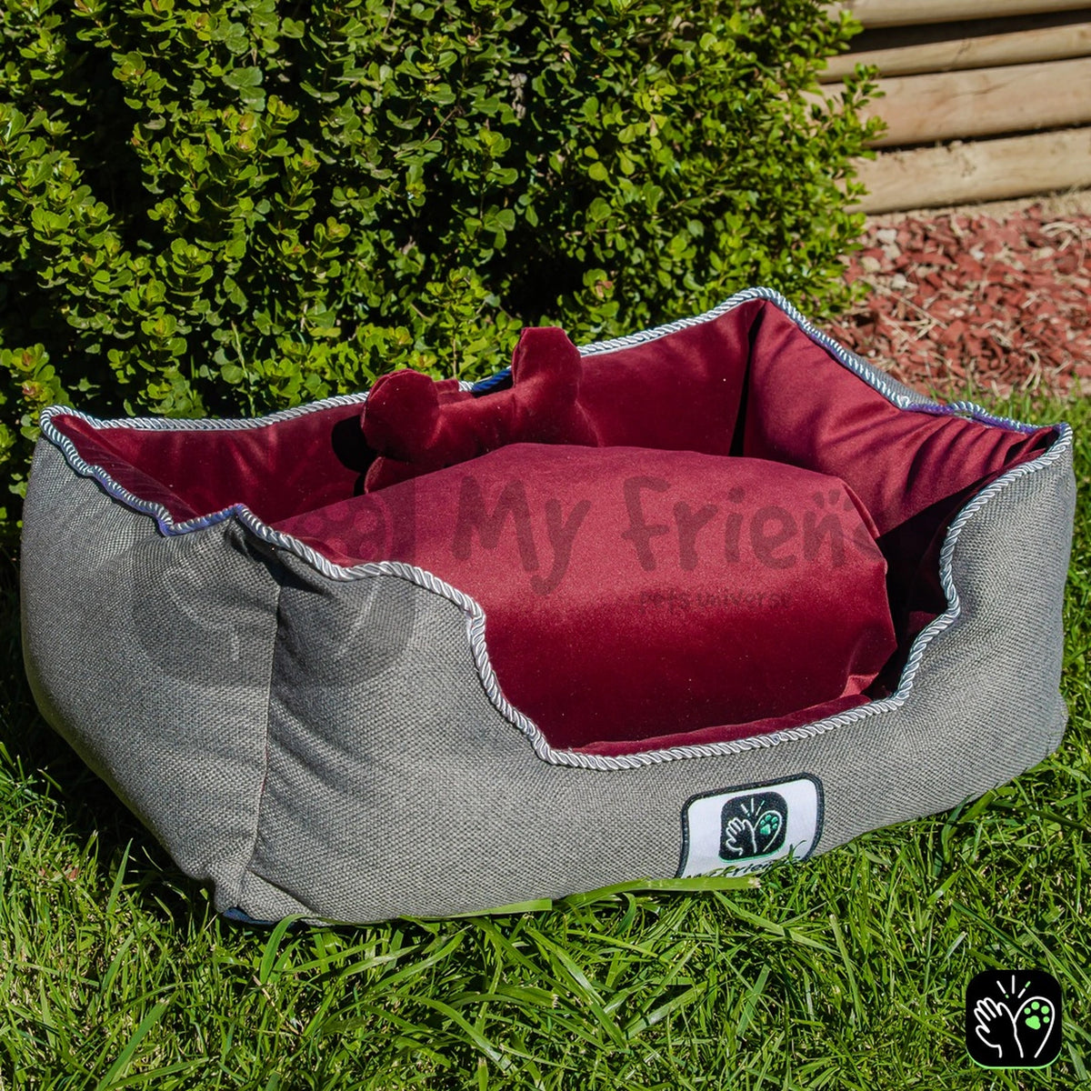 Cama de mascota diseño "Gris/burdeo"
