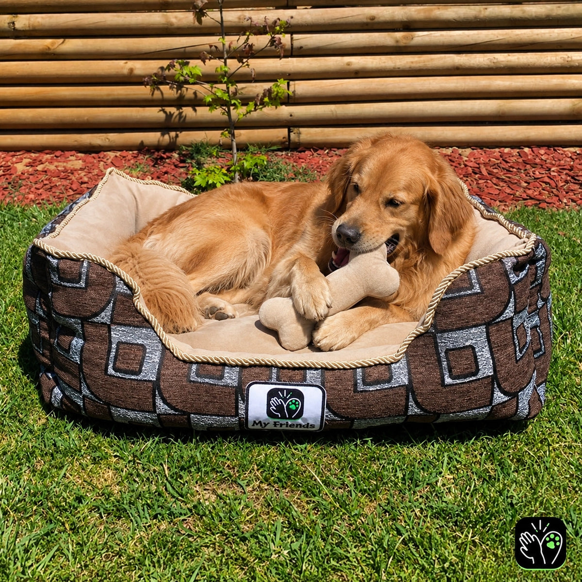 Cama de mascota diseño "Café cuadros/beige"