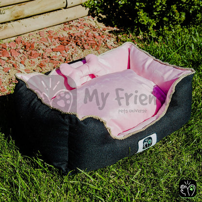 Cama de mascota diseño "Negro/rosado"