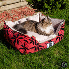 Cama de mascota diseño "Flores negra/rosado"