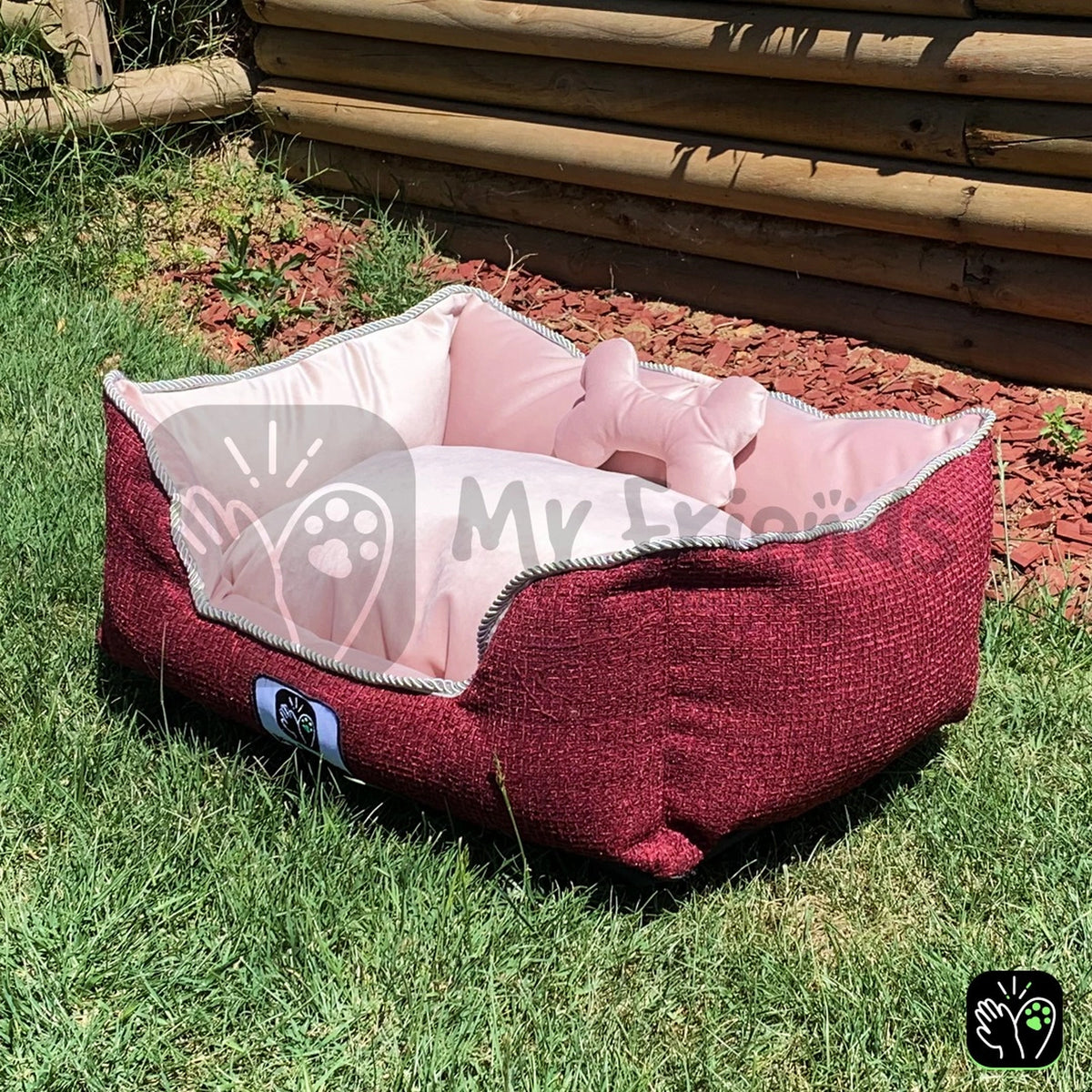 Cama de mascota diseño "Burdeo/rosado"