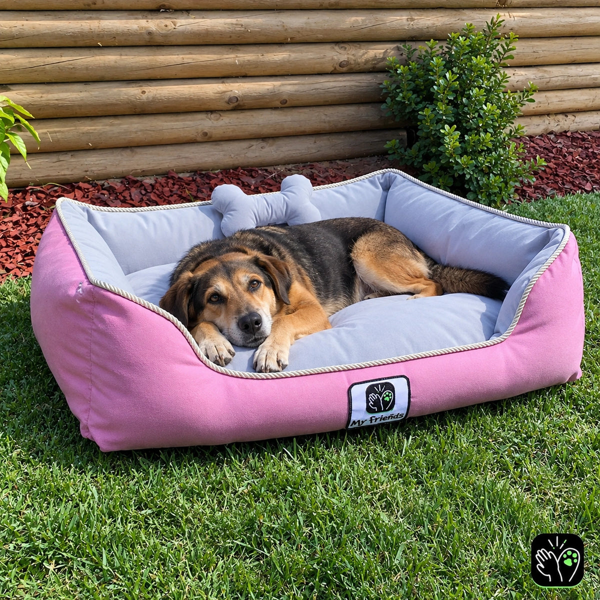 Cama de mascota diseño "Rosado/gris"