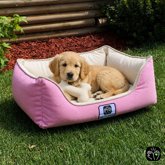 Cama de mascota diseño "Rosado/beige"