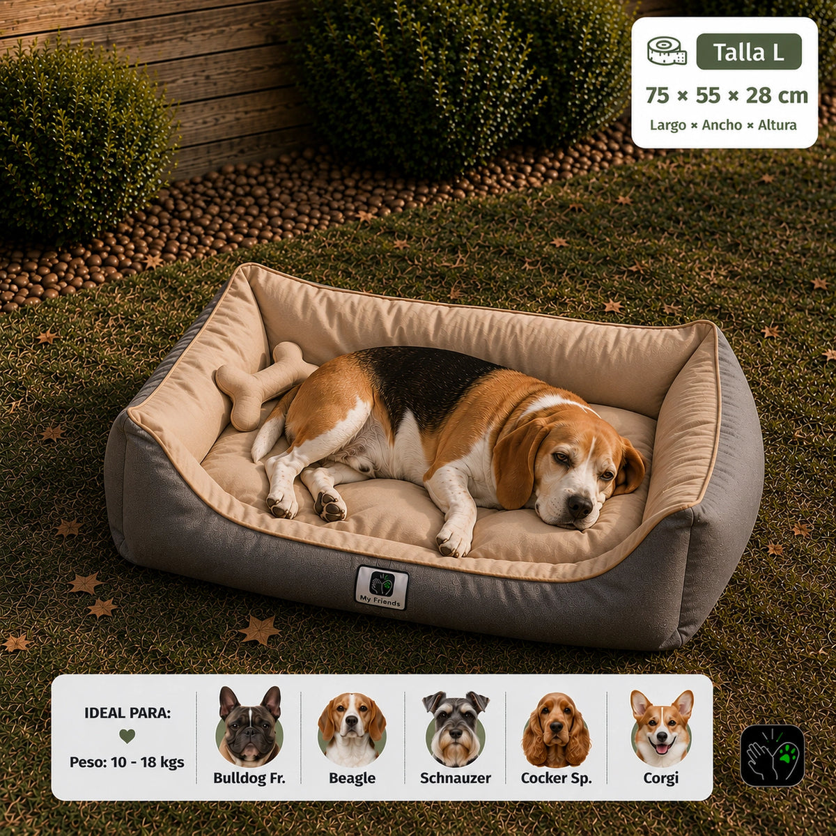 Cama de mascota diseño "Gris/beige"