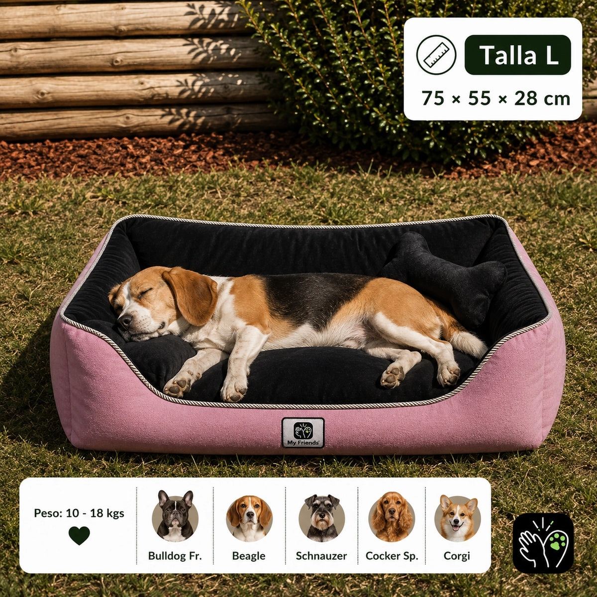 Cama de mascota diseño "Rosado/negro"