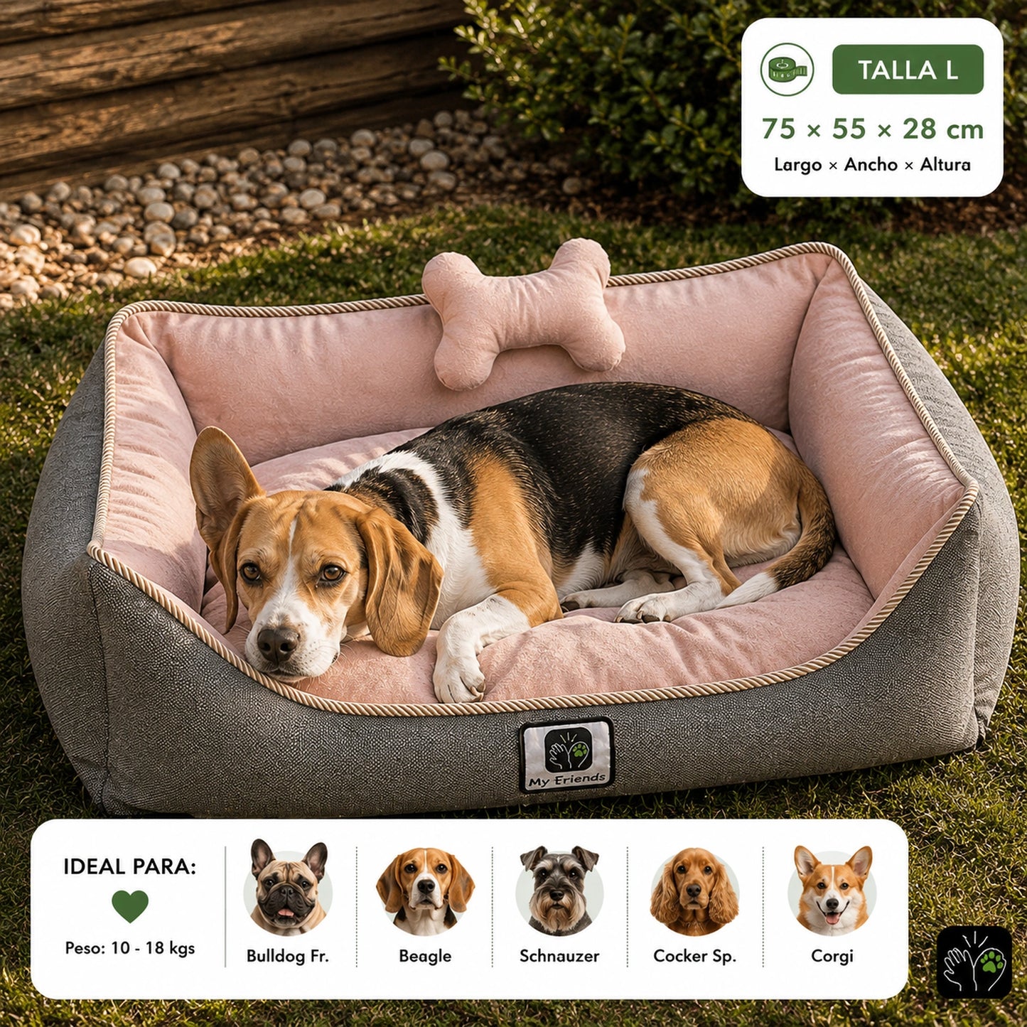 Cama de mascota diseño "Gris/rosado"