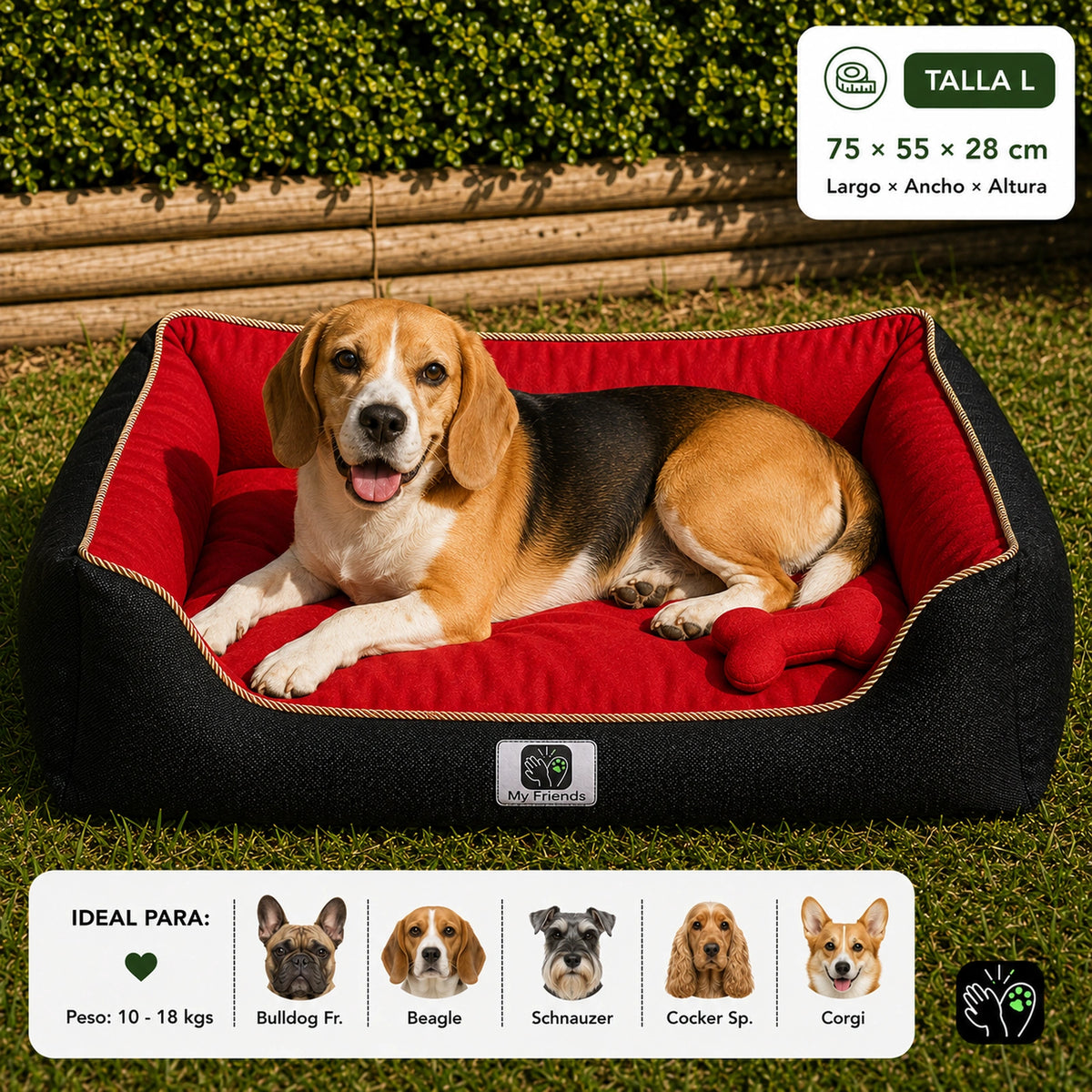 Cama de mascota diseño "Negro/rojo"