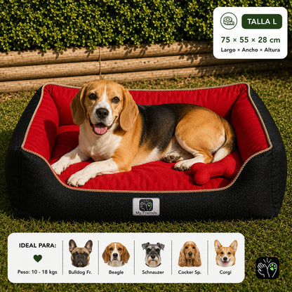 Cama de mascota diseño "Negro/rojo"