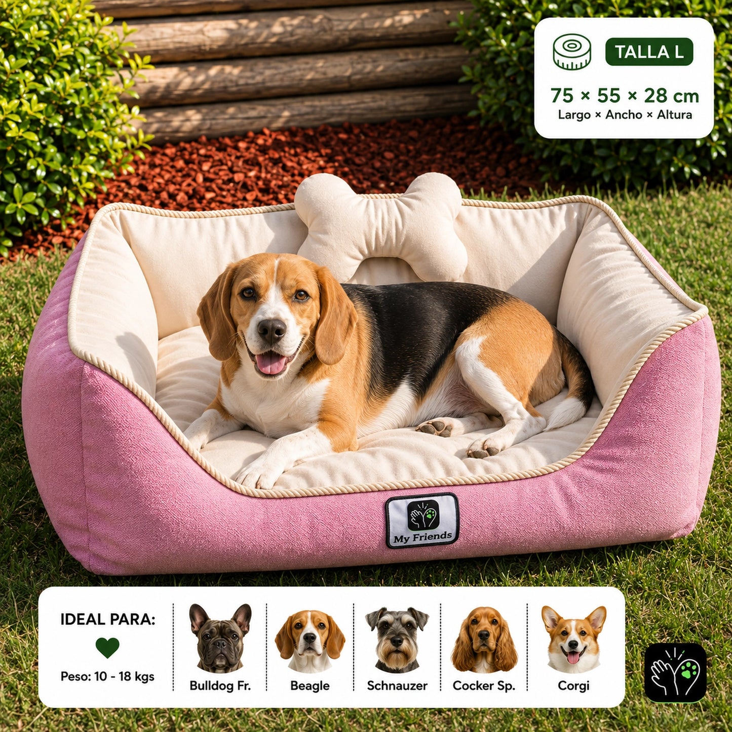 Cama de mascota diseño "Rosado/beige"