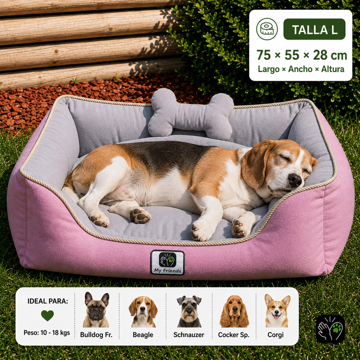 Cama de mascota diseño "Rosado/gris"