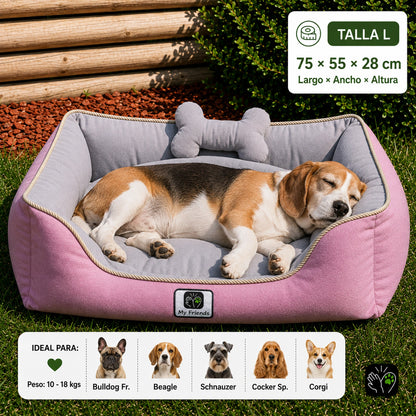 Cama de mascota diseño "Rosado/gris"