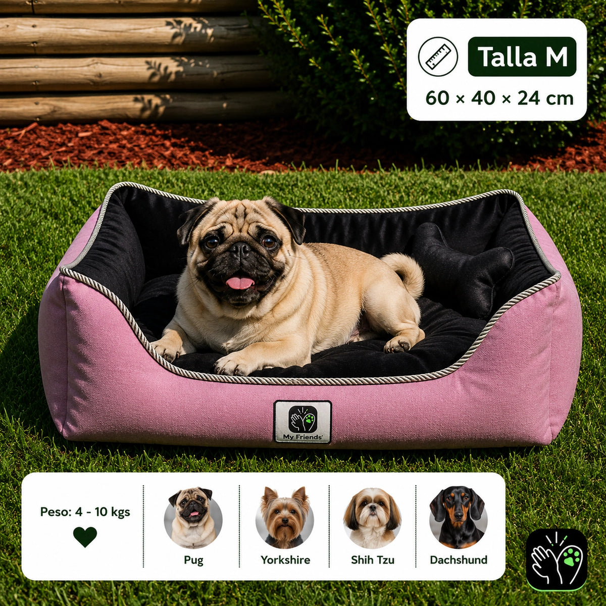 Cama de mascota diseño "Rosado/negro"