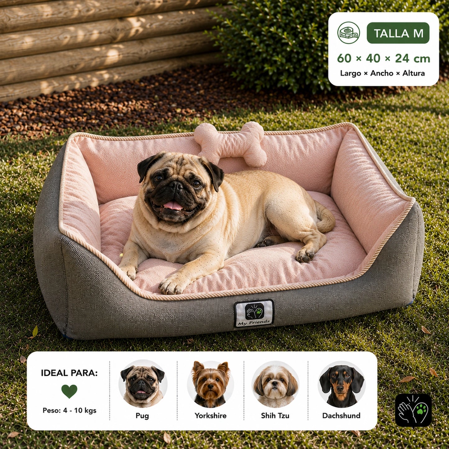 Cama de mascota diseño "Gris/rosado"