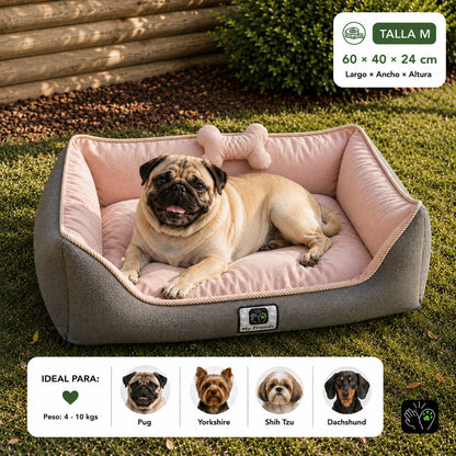 Cama de mascota diseño "Gris/rosado"