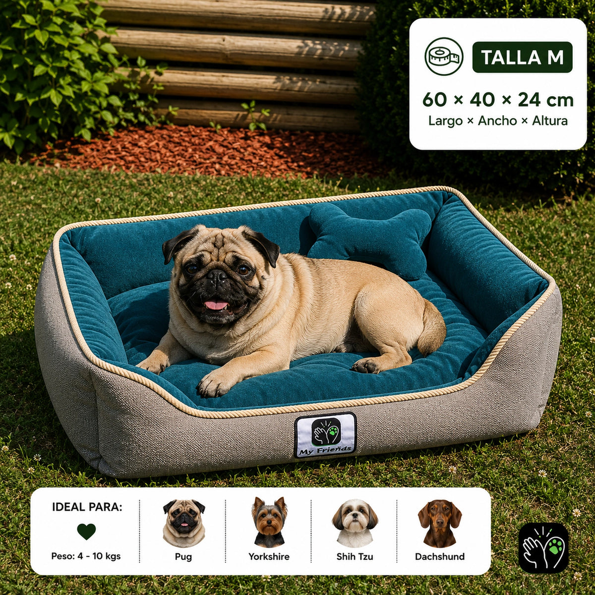 Cama de mascota diseño "Gris/verde oscuro